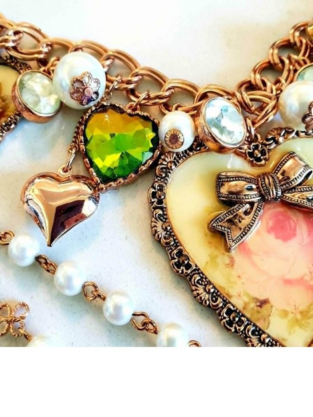Vintage Betsey Johnson Necklace Y2K Victorian Pink Rose Cherub Pearl Think Of Me - Picture 4 of 10
